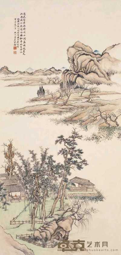 丁翰 1924年作 山水 立轴 117×56cm